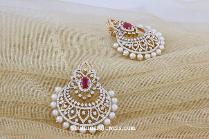 Diamond Chandbali from Manubhai Jewellers