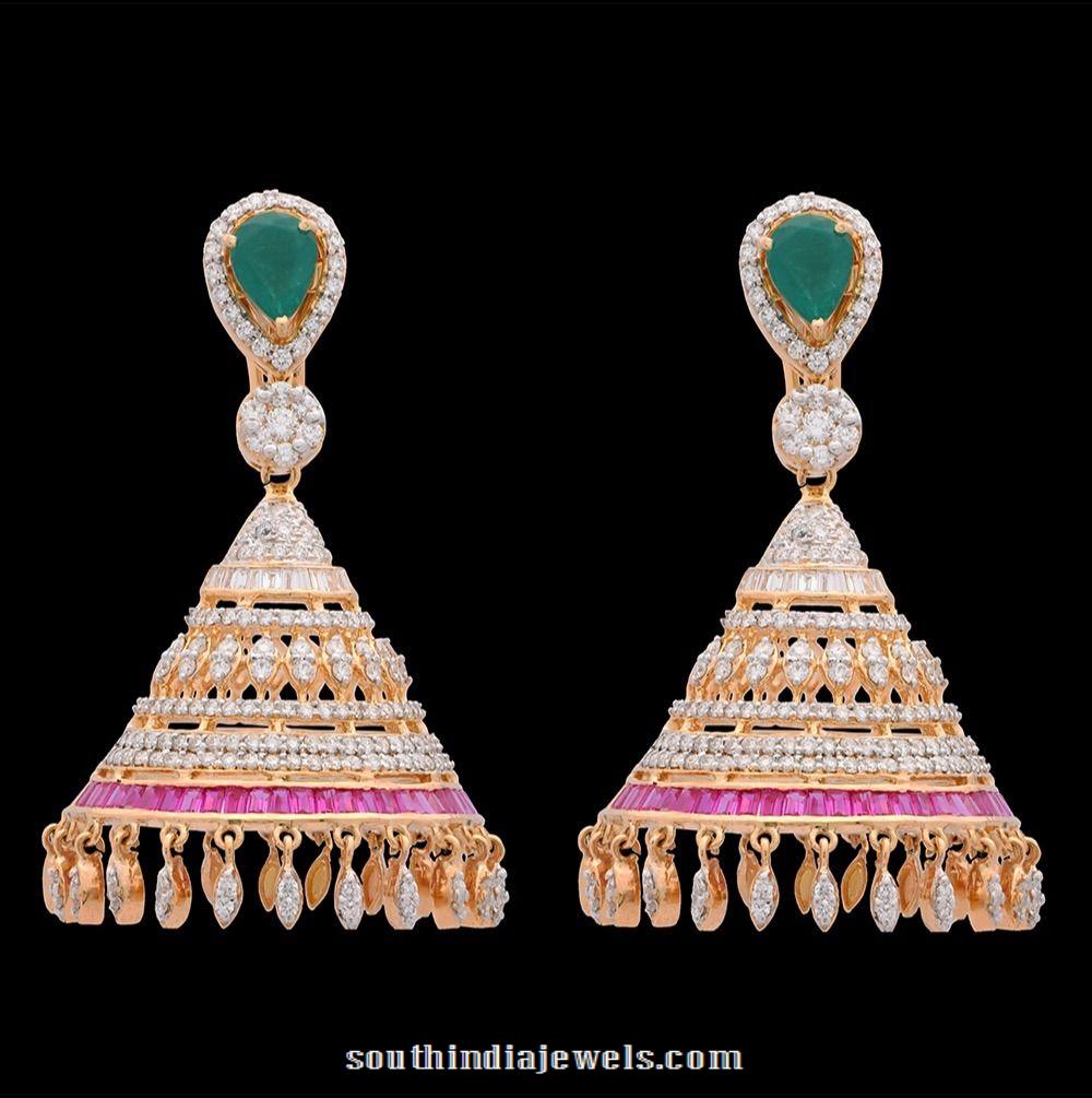 Diamond ruby emerald jhumka from Kothari jewellery