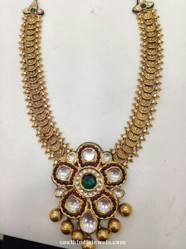 Gold Kundan Kasumalai Necklace Design