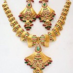 Gold Designer Ruby Emerald Necklace