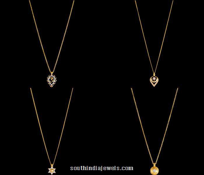 Gold Chain with diamond pendants from Kalyan Jewellers