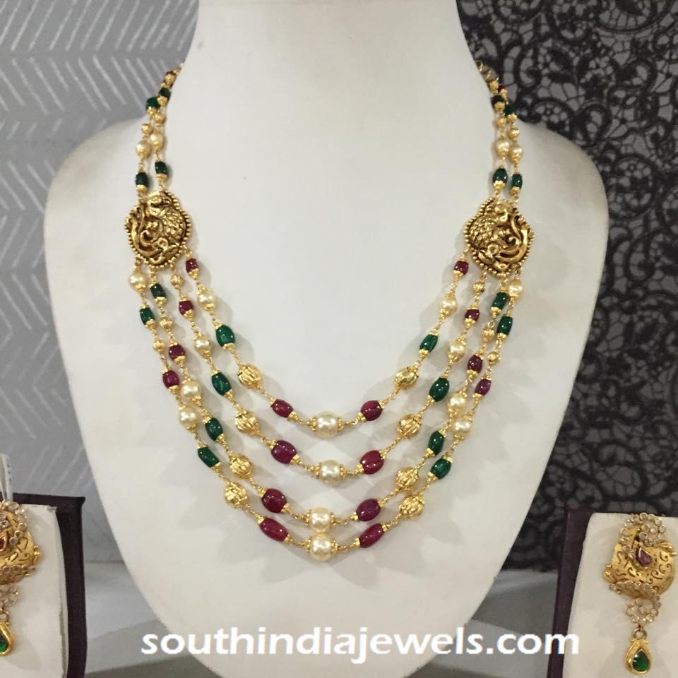 Multilayer Gold Antique Beaded Necklace