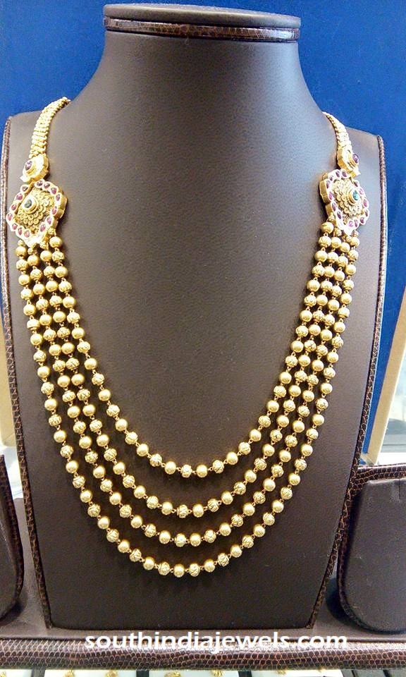 Multilayer Gold Ball Necklace with side mogappu