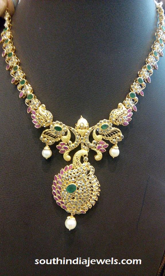 Light Weight Gold ruby Necklace Design