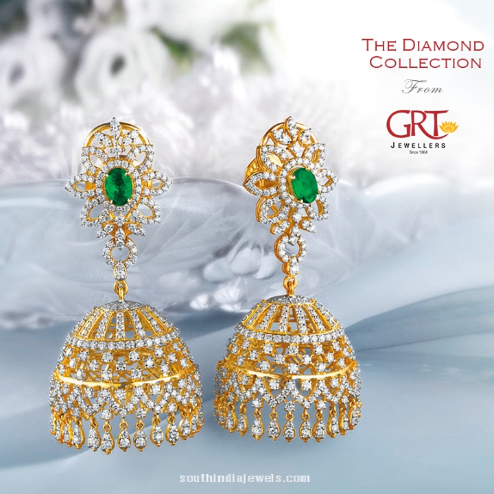 Diamond Emerald Jhumka Design from GRT