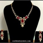Diamond Necklace with Red Stones