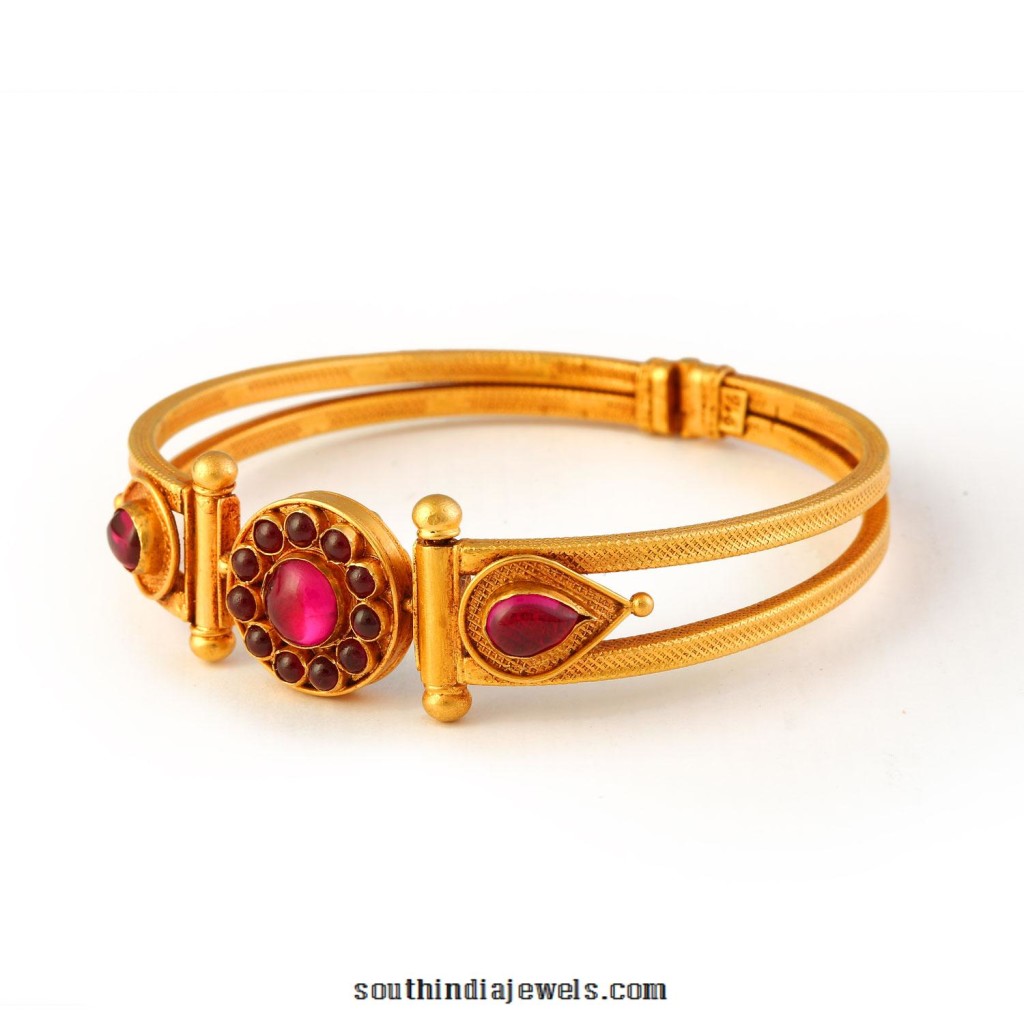Gold kemp ruby bangle from Bhima Jewellers