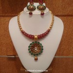 22 Carat Gold Designer Ruby Emerald Necklace