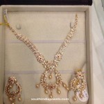 22k Gold White Stone Necklace Design