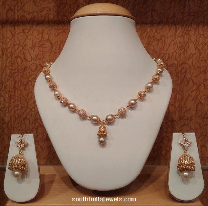 Gold pearl mala necklace naj