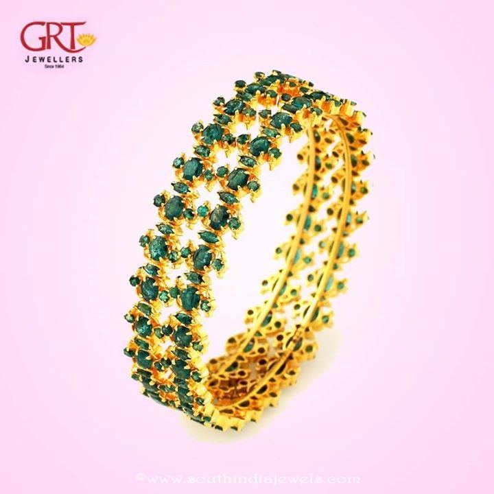 22k gold emerald bangle design from GRT Jewellers