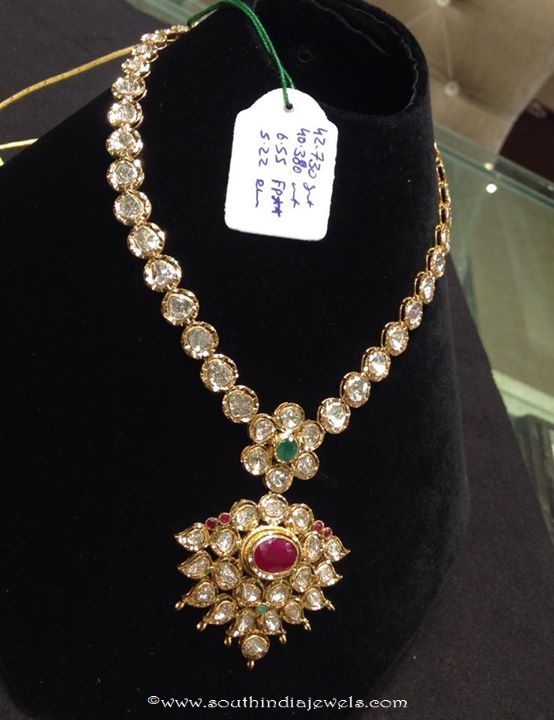 Gold Polki Attigai Necklace with weight