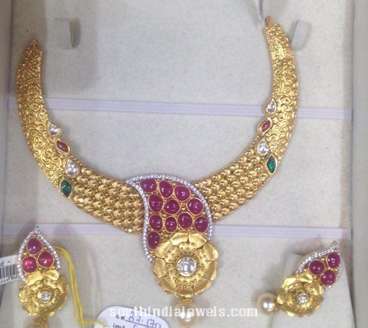 87 Grams Gold Designer Necklace - South India Jewels