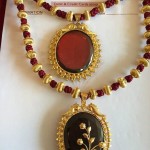Fancy Threaded Gold Necklace with Stone Pendant