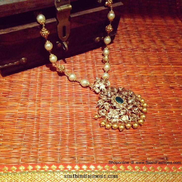 Gold diamond pearl mala from Sakhi Fashions