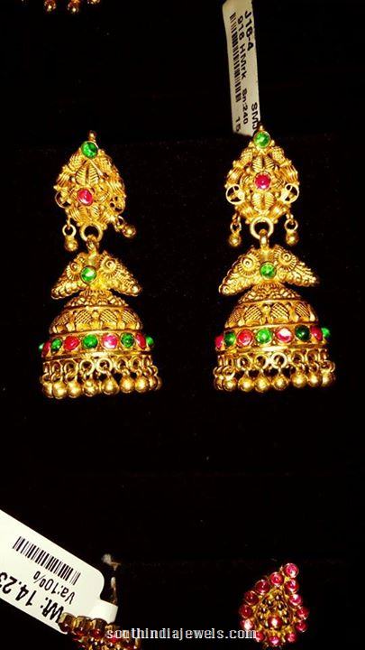 Gold Antique Jhumka from Sumangali Jewellers
