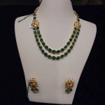 Gold Emerald Step Necklace with Earrings