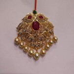 Gold Ruby Pendant With Pearls
