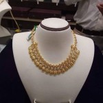 Gold Kasumalai Necklace with White Stones