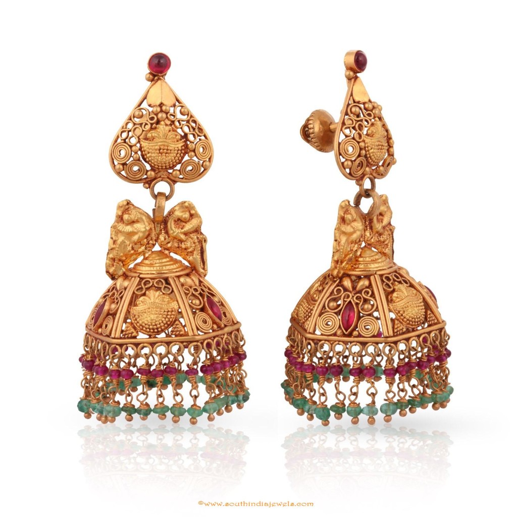 22k Gold Antique Jhumka Design from Malabar Gold & Diamonds