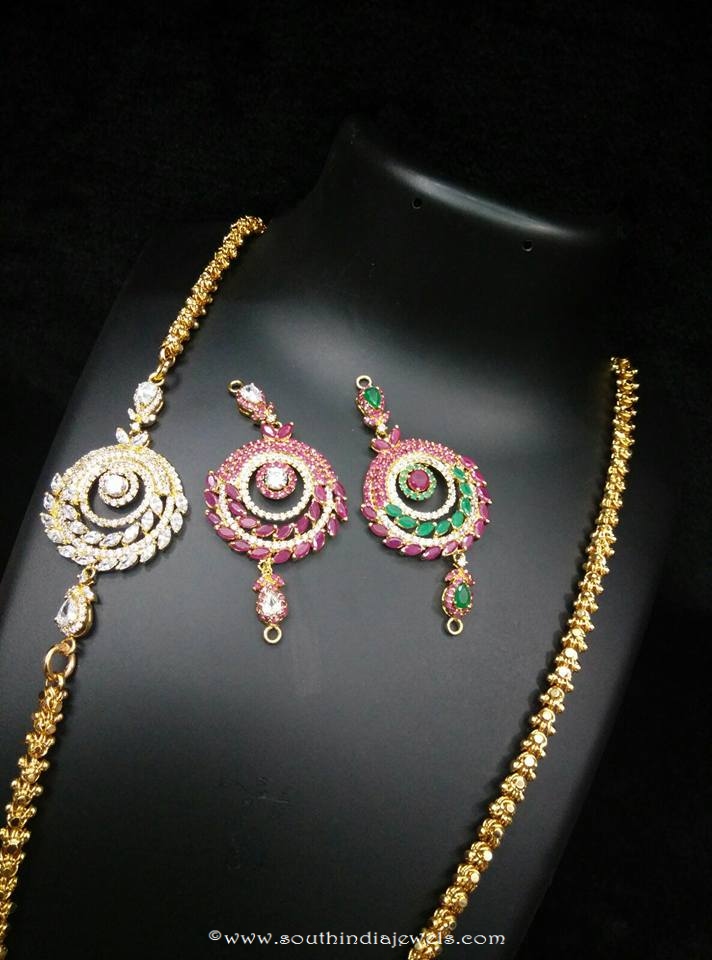 Gold plated chains with side mogappu
