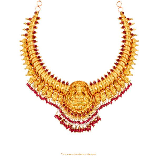 22K Gold Antique Necklace From Lalitha Jewellery - South India Jewels