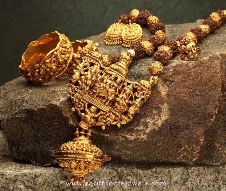 Gold- antique rudrakshamala set from naj
