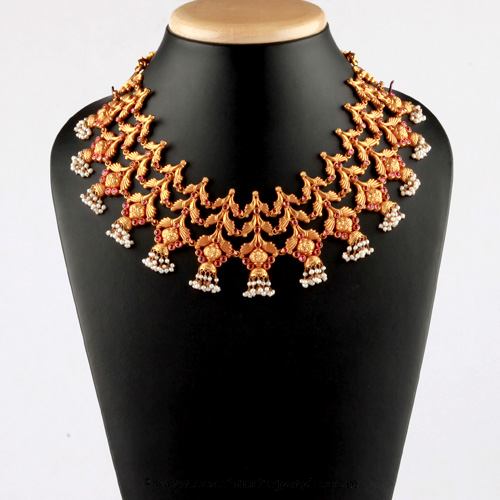 Gold Antique Choker Necklace from Bhima Jewellery