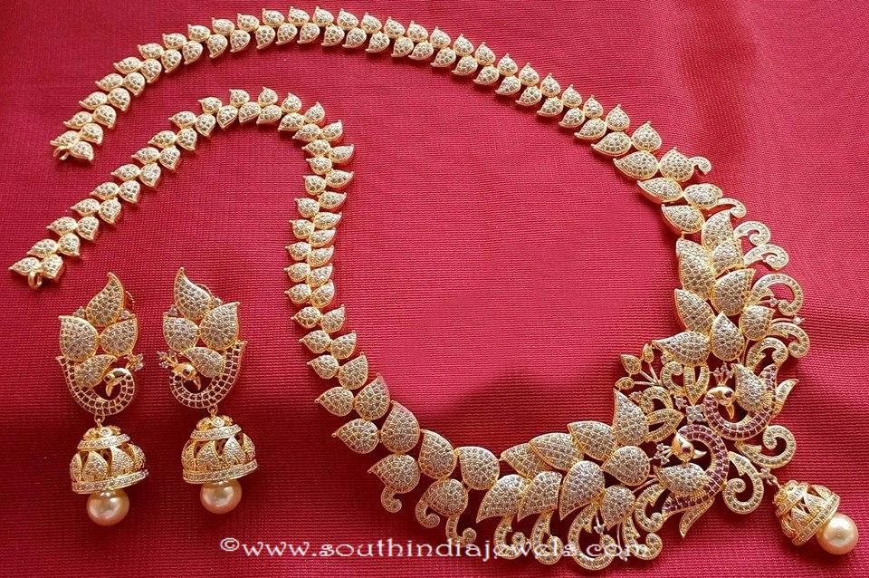 1 gram gold leaf necklace set with jhumka