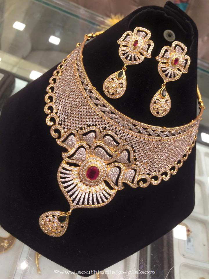 gold Designer Necklace with earrings