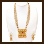Gold Long Pearl necklace Set From VBJ