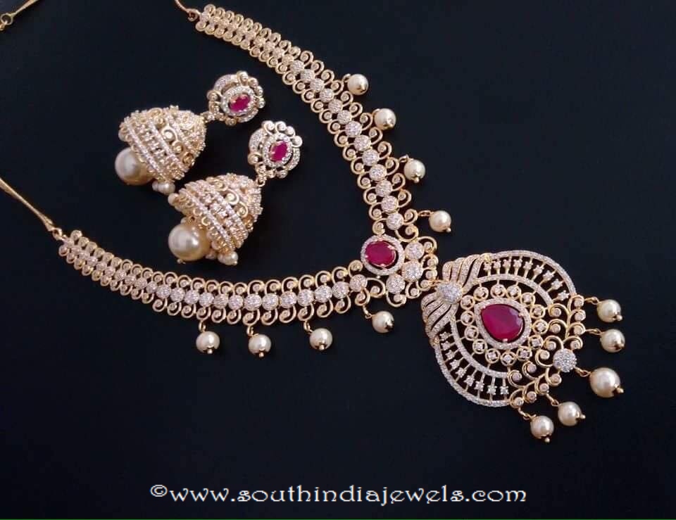 Gold plated stone necklace with jhumka