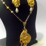 Gold Short Necklace with Metallic Coating