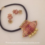 Imitation Black Thread Necklace with Ruby Pendant