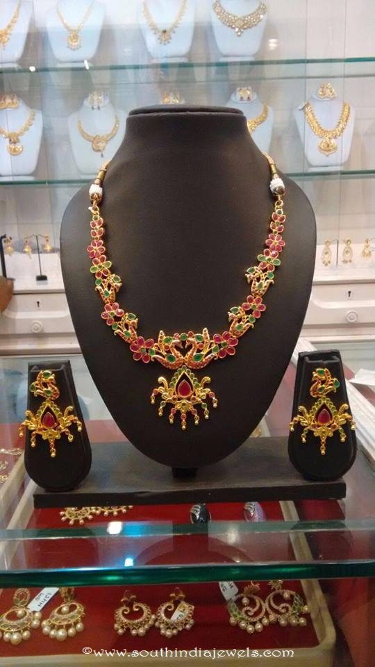 Imitation Ruby Peacock Necklace