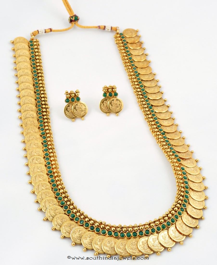 One Gram Gold Antique Long Kasumalai Necklace