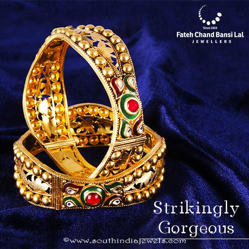 Beautiful Gold Kundan Bangle From FCBL Jewellers