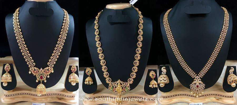 1 gram gold long necklace latest designs