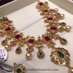 96 Grams Gold Ruby Emerald Necklace