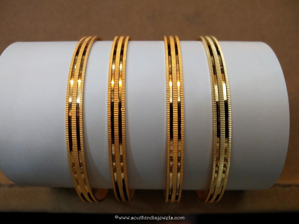 Daily Wear Gold Plain Bangles South India Jewels 