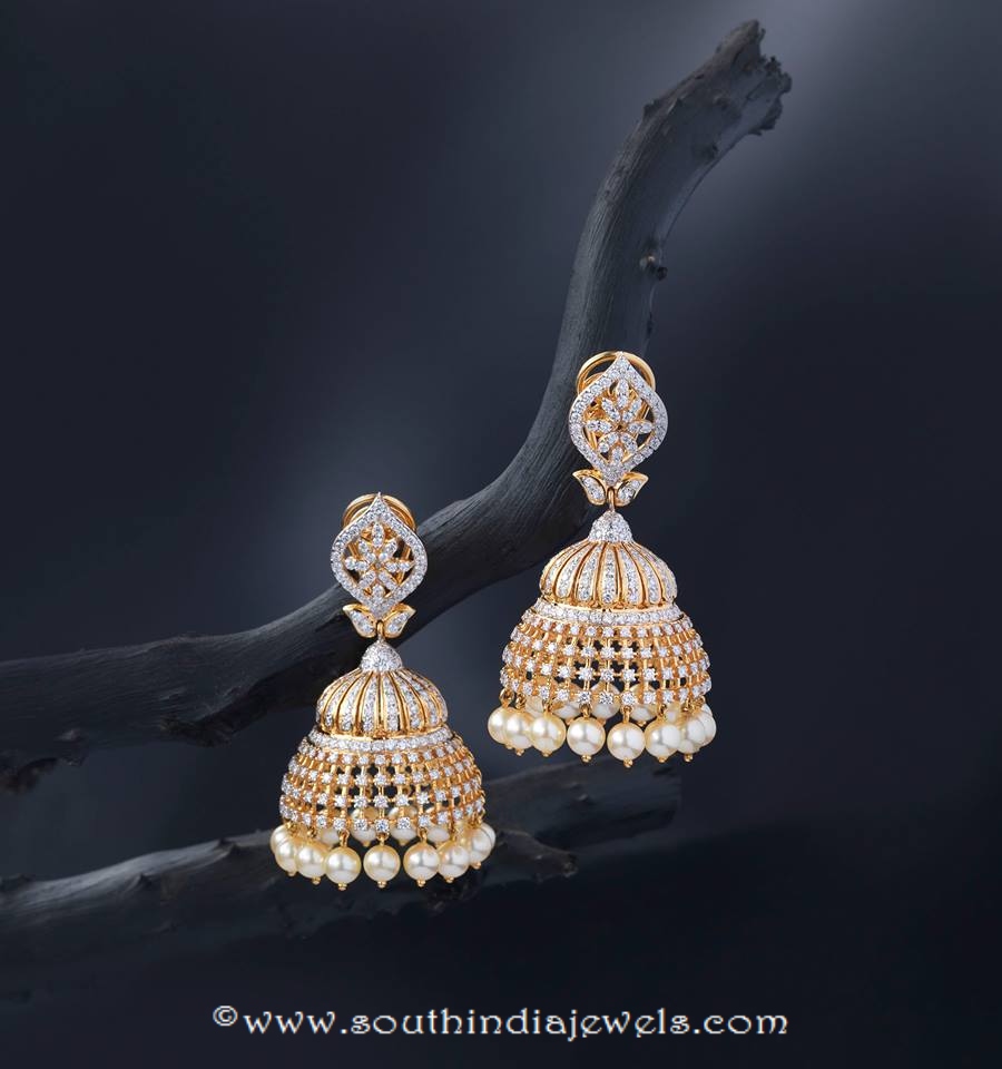 Gold Stone Jhumka from Creations Jewellery