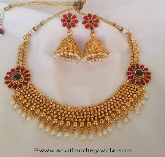 Imitation Choker with side mogappu with tejus collections