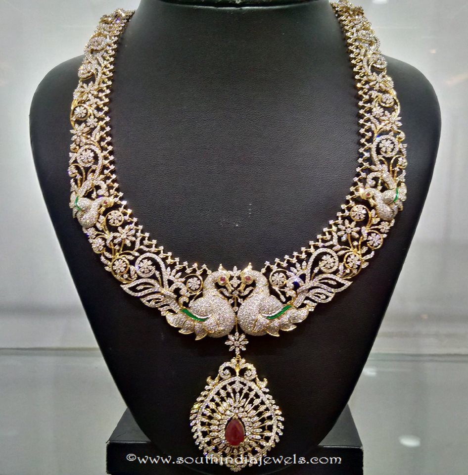 Peacock theme based diamond necklace naj