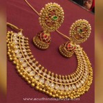 Traditional Gold Necklace with Jhumka