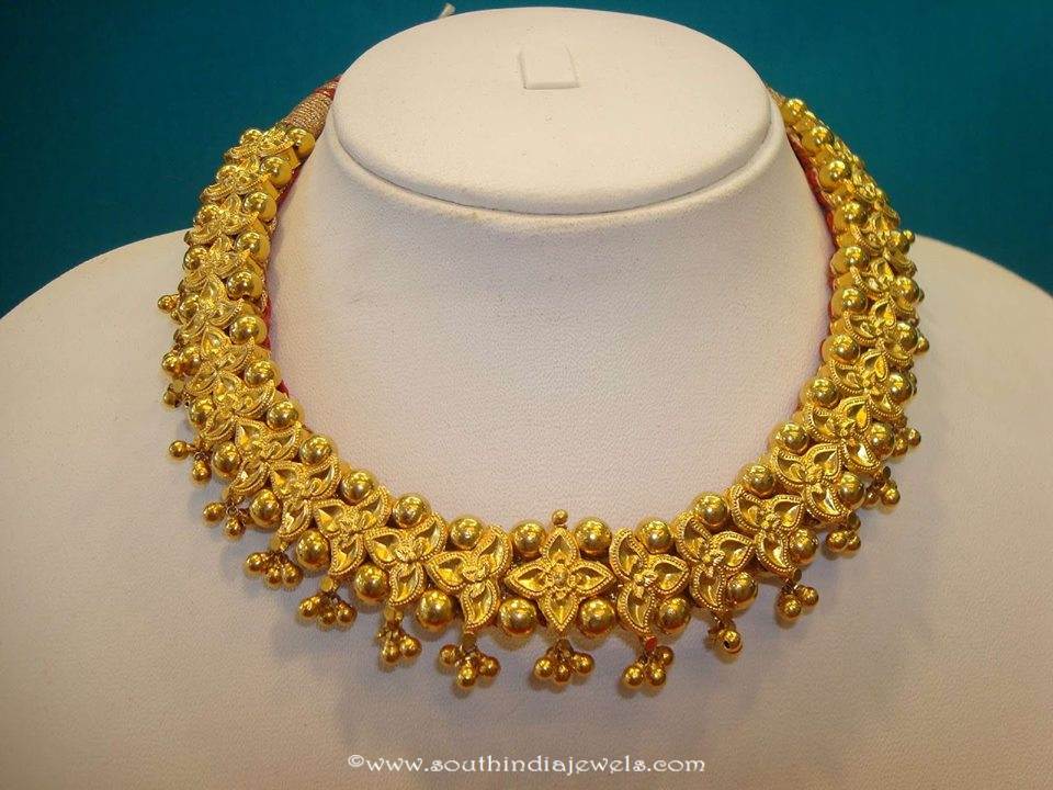 Gold Floral Choker Necklace Design