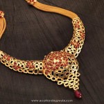 Gold Floral Necklace From Karpagam Jewellers