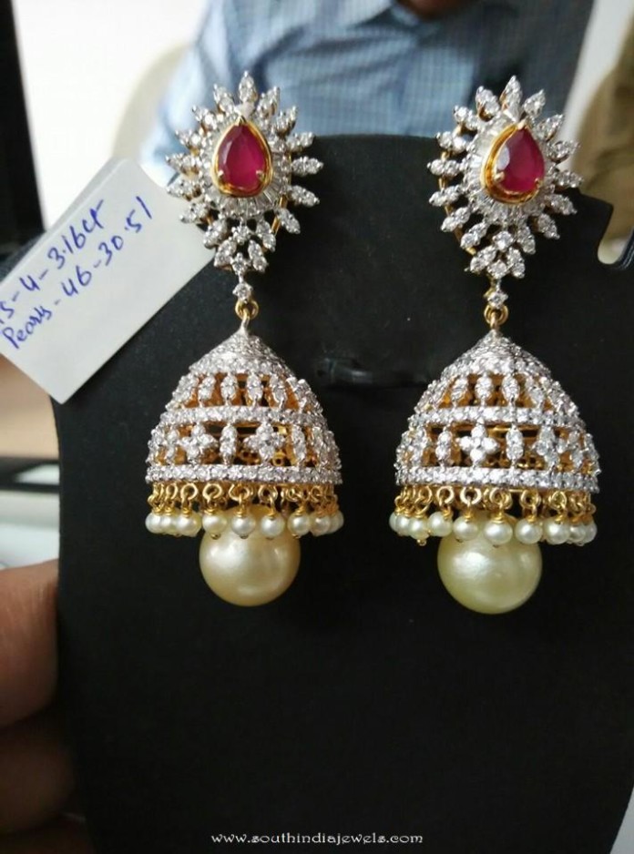 Diamond Jhumka from Ishwarya Diamonds ~ South India Jewels