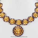 Gold Blue Themed Floral Necklace