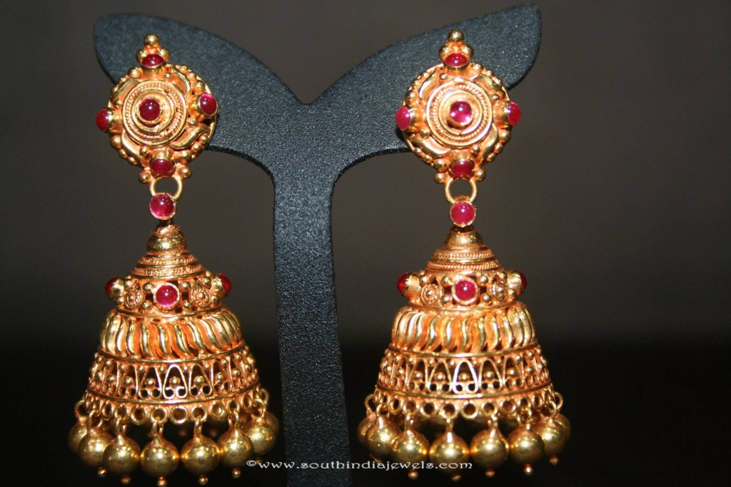 Gold Jhumki Designs from Prakurthi