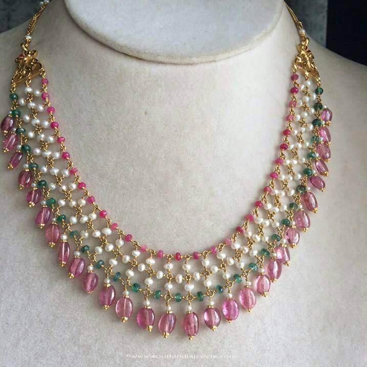 Fancy Gold Beaded Necklace from Anagha Jewellery